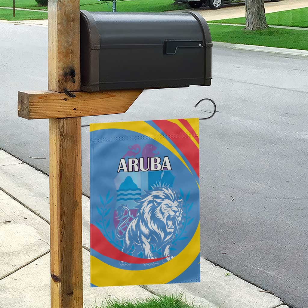 Aruba Lion Roaring Garden Flag With Coat Of Arms - Wonder Print Shop