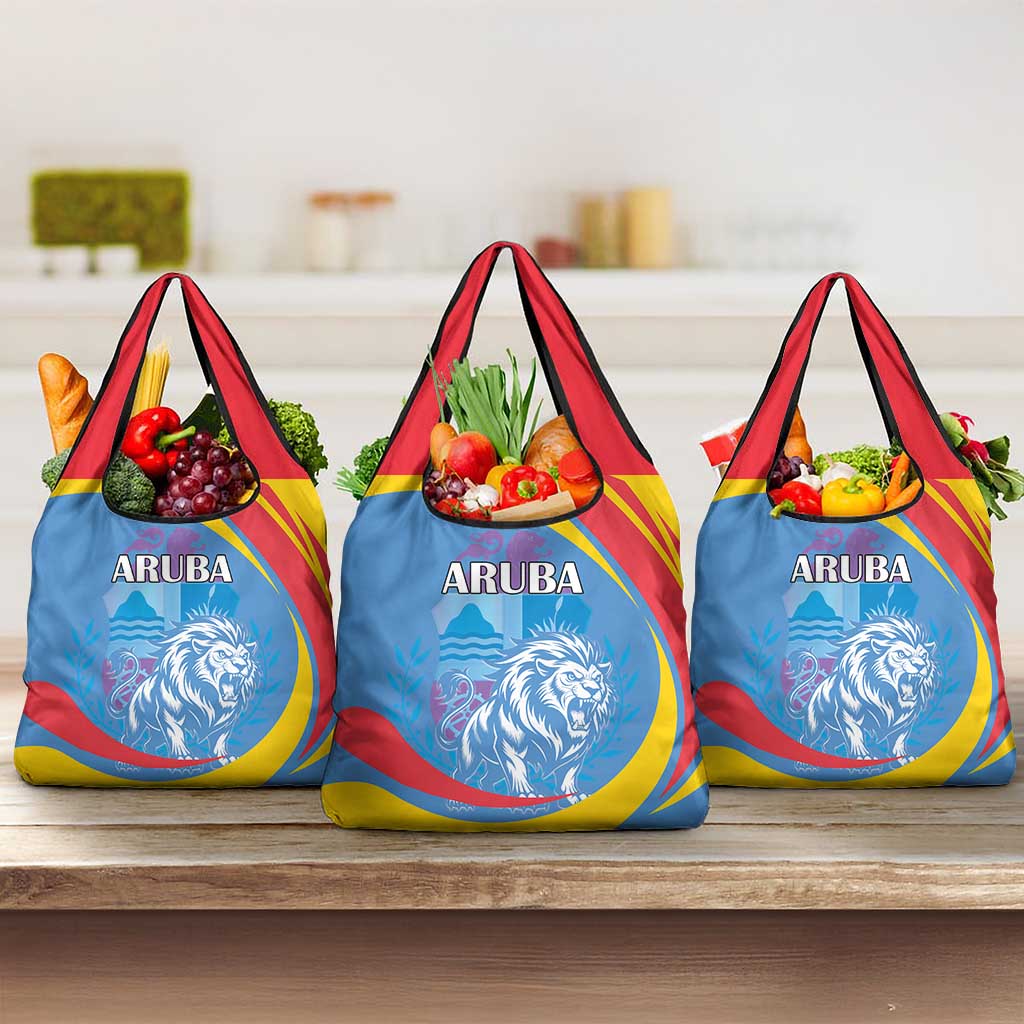 Aruba Lion Roaring Grocery Bag With Coat Of Arms