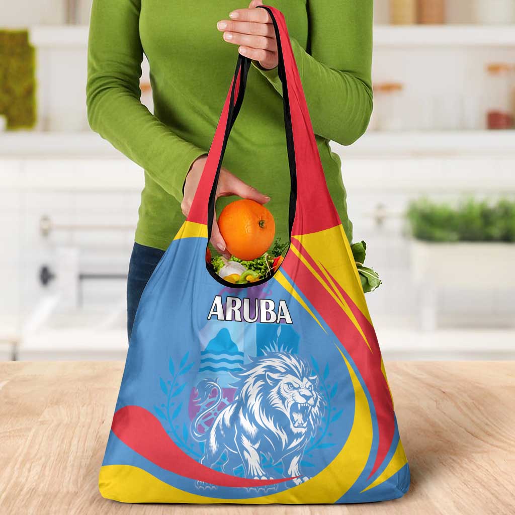 Aruba Lion Roaring Grocery Bag With Coat Of Arms