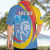 Aruba Lion Roaring Hawaiian Shirt With Coat Of Arms - Wonder Print Shop