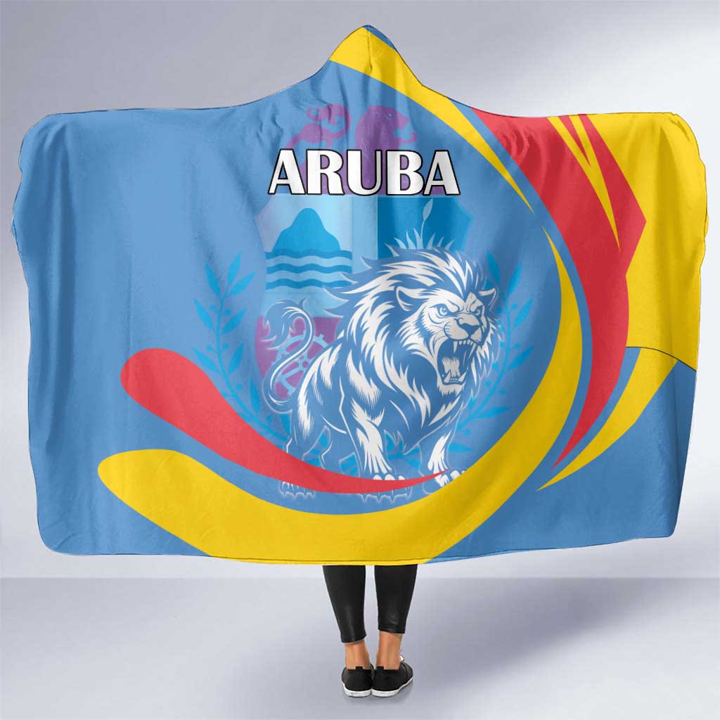 Aruba Lion Roaring Hooded Blanket With Coat Of Arms