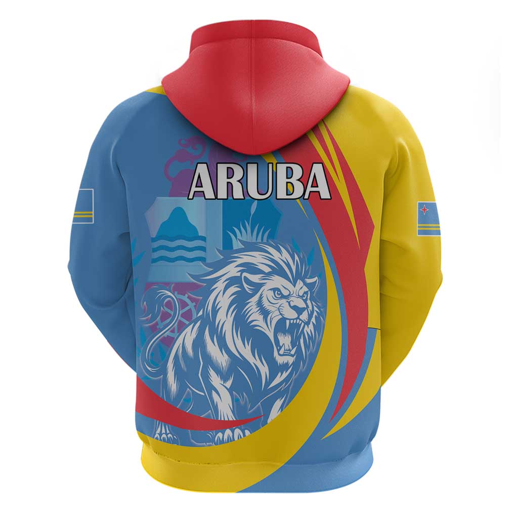 Aruba Lion Roaring Hoodie With Coat Of Arms - Wonder Print Shop