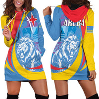 Aruba Lion Roaring Hoodie Dress With Coat Of Arms - Wonder Print Shop