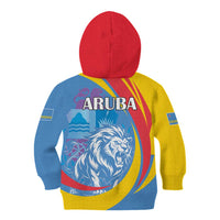 Aruba Lion Roaring Kid Hoodie With Coat Of Arms - Wonder Print Shop