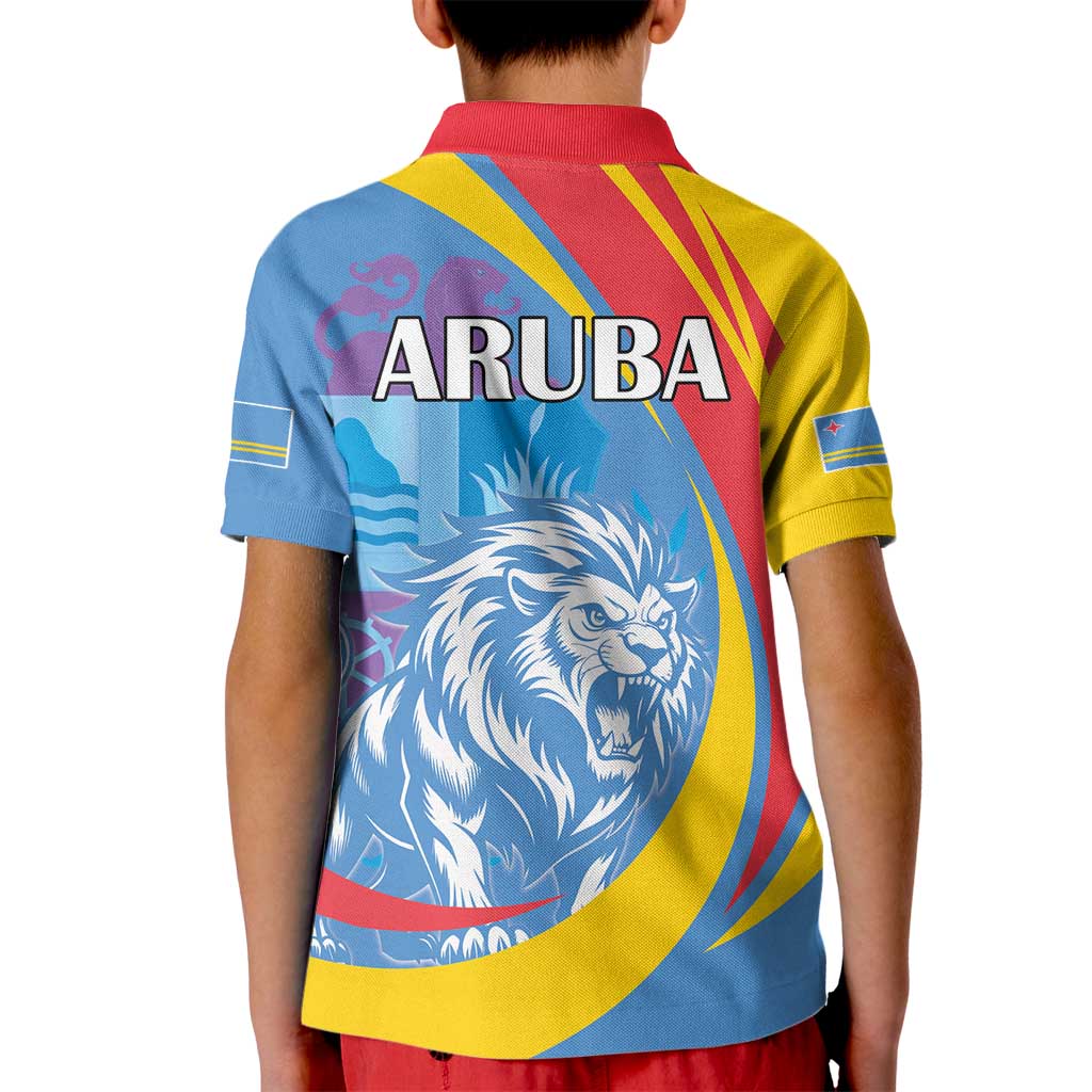 Aruba Lion Roaring Kid Polo Shirt With Coat Of Arms - Wonder Print Shop