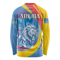 Aruba Lion Roaring Long Sleeve Shirt With Coat Of Arms - Wonder Print Shop
