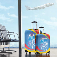 Aruba Lion Roaring Luggage Cover With Coat Of Arms - Wonder Print Shop