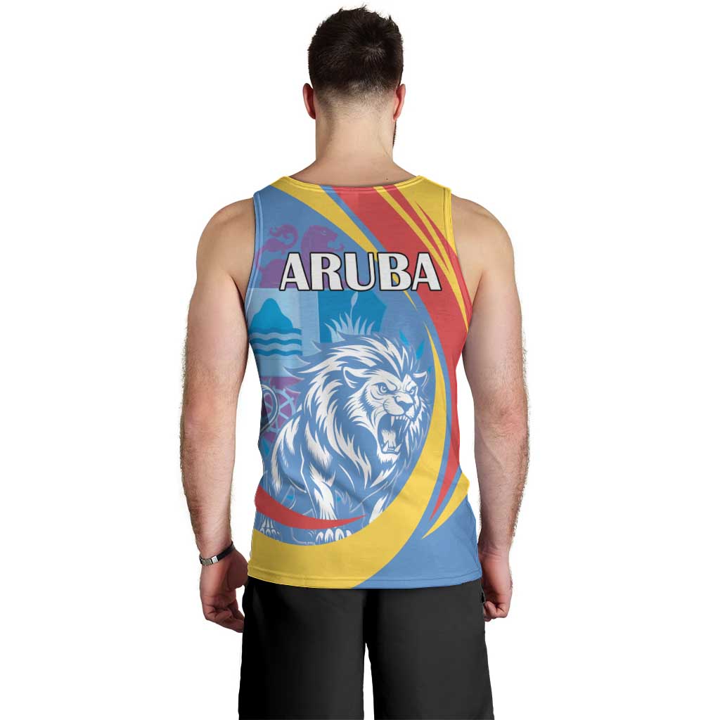 Aruba Lion Roaring Men Tank Top With Coat Of Arms - Wonder Print Shop
