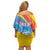 Aruba Lion Roaring Off Shoulder Short Dress With Coat Of Arms - Wonder Print Shop