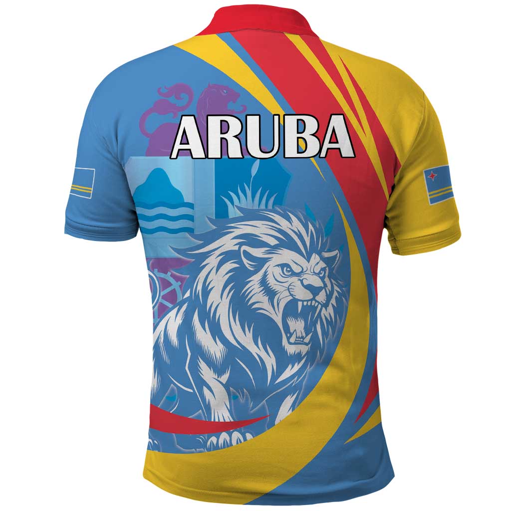 Aruba Lion Roaring Polo Shirt With Coat Of Arms - Wonder Print Shop