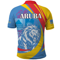 Aruba Lion Roaring Polo Shirt With Coat Of Arms - Wonder Print Shop