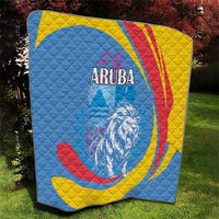 Aruba Lion Roaring Quilt With Coat Of Arms - Wonder Print Shop