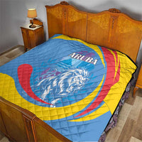 Aruba Lion Roaring Quilt With Coat Of Arms - Wonder Print Shop