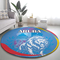 Aruba Lion Roaring Round Carpet With Coat Of Arms