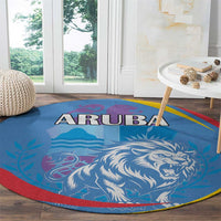 Aruba Lion Roaring Round Carpet With Coat Of Arms