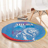 Aruba Lion Roaring Round Carpet With Coat Of Arms