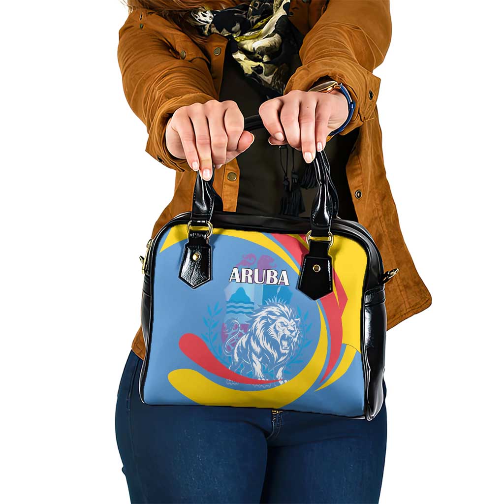 Aruba Lion Roaring Shoulder Handbag With Coat Of Arms