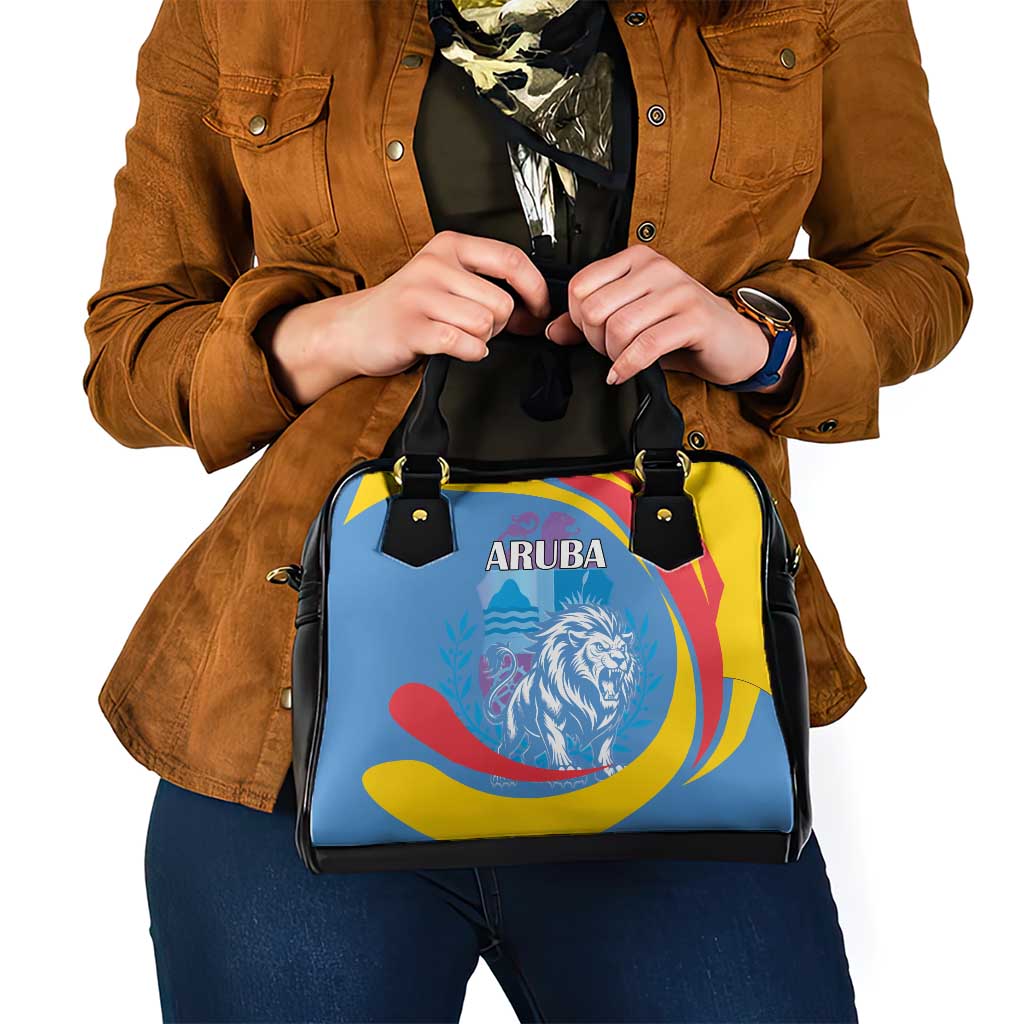 Aruba Lion Roaring Shoulder Handbag With Coat Of Arms