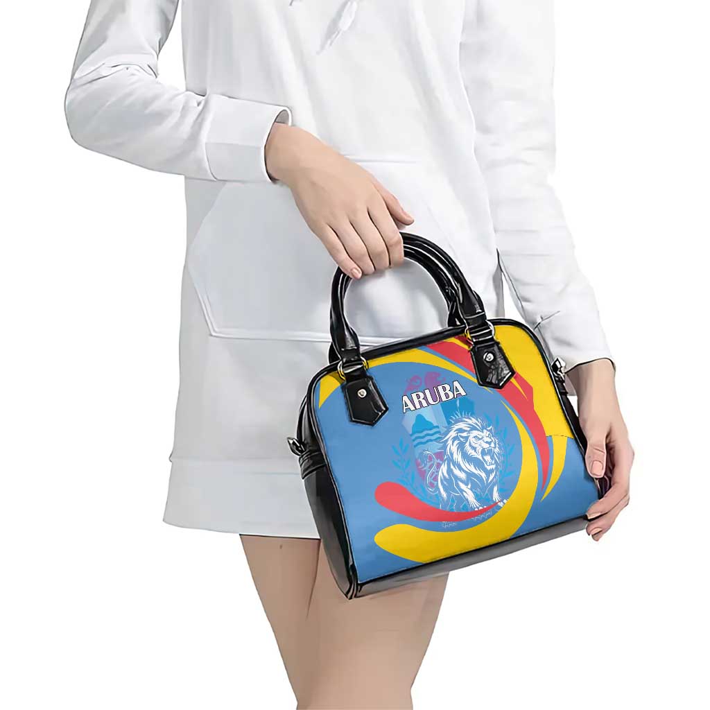 Aruba Lion Roaring Shoulder Handbag With Coat Of Arms