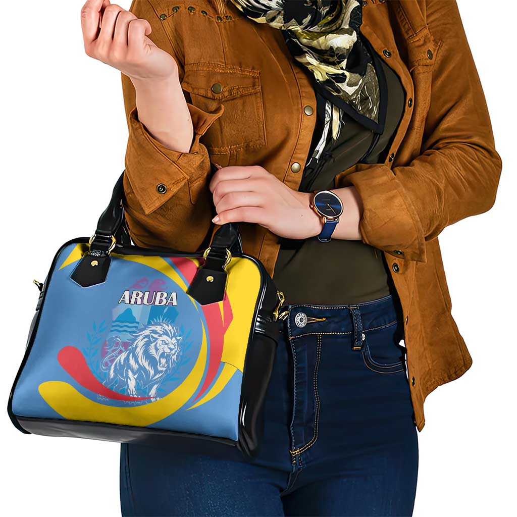 Aruba Lion Roaring Shoulder Handbag With Coat Of Arms