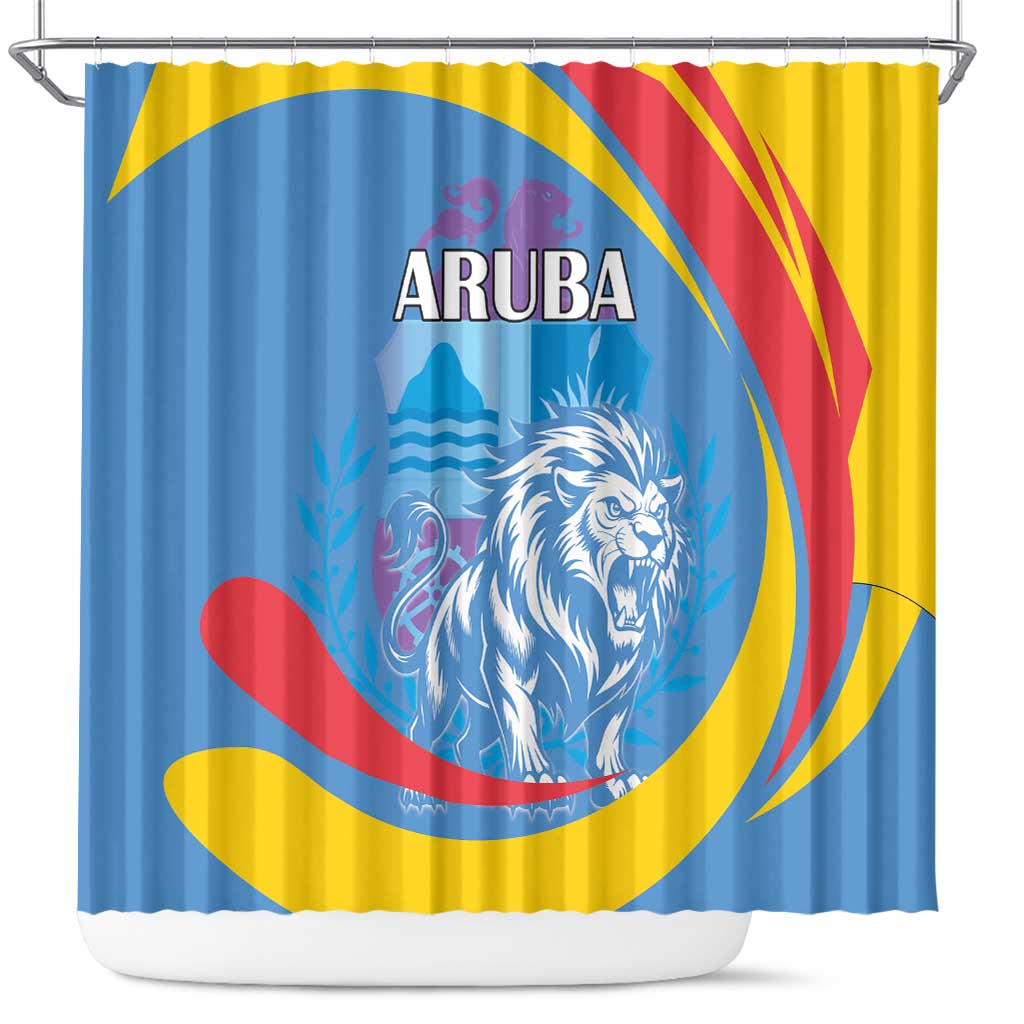 Aruba Lion Roaring Shower Curtain With Coat Of Arms