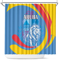 Aruba Lion Roaring Shower Curtain With Coat Of Arms