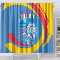 Aruba Lion Roaring Shower Curtain With Coat Of Arms
