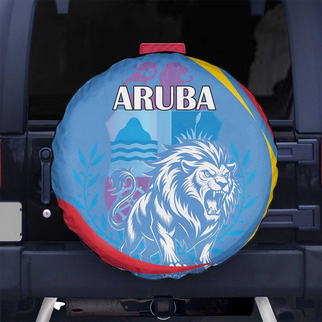 Aruba Lion Roaring Spare Tire Cover With Coat Of Arms - Wonder Print Shop