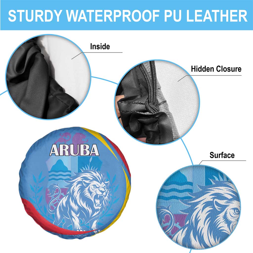 Aruba Lion Roaring Spare Tire Cover With Coat Of Arms - Wonder Print Shop