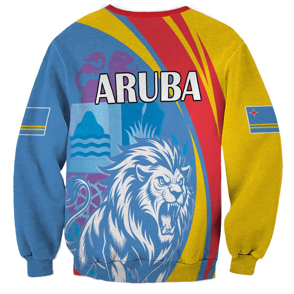 Aruba Lion Roaring Sweatshirt With Coat Of Arms - Wonder Print Shop