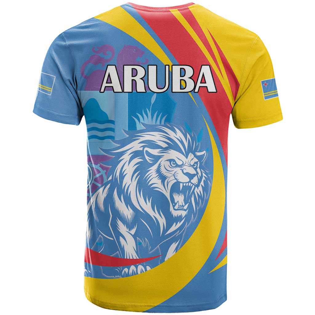 Aruba Lion Roaring T Shirt With Coat Of Arms - Wonder Print Shop