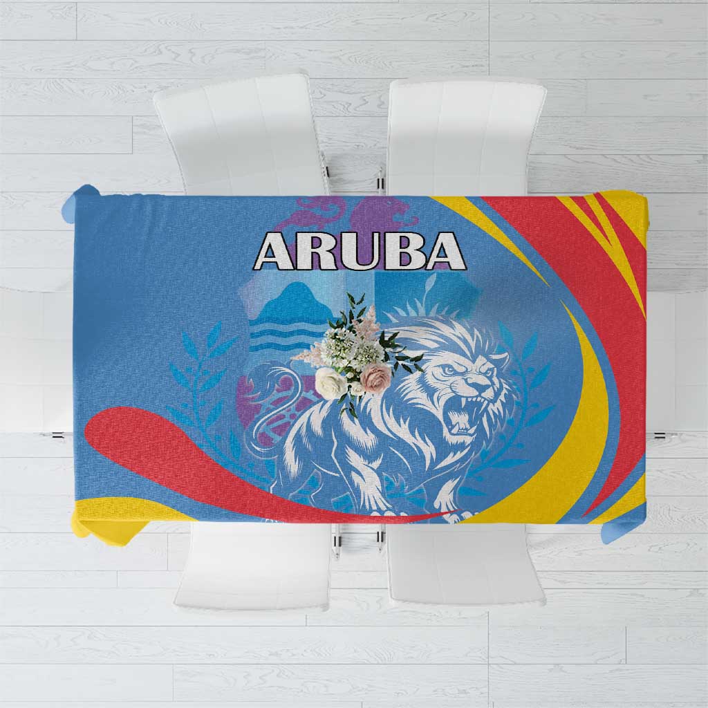 Aruba Lion Roaring Tablecloth With Coat Of Arms - Wonder Print Shop