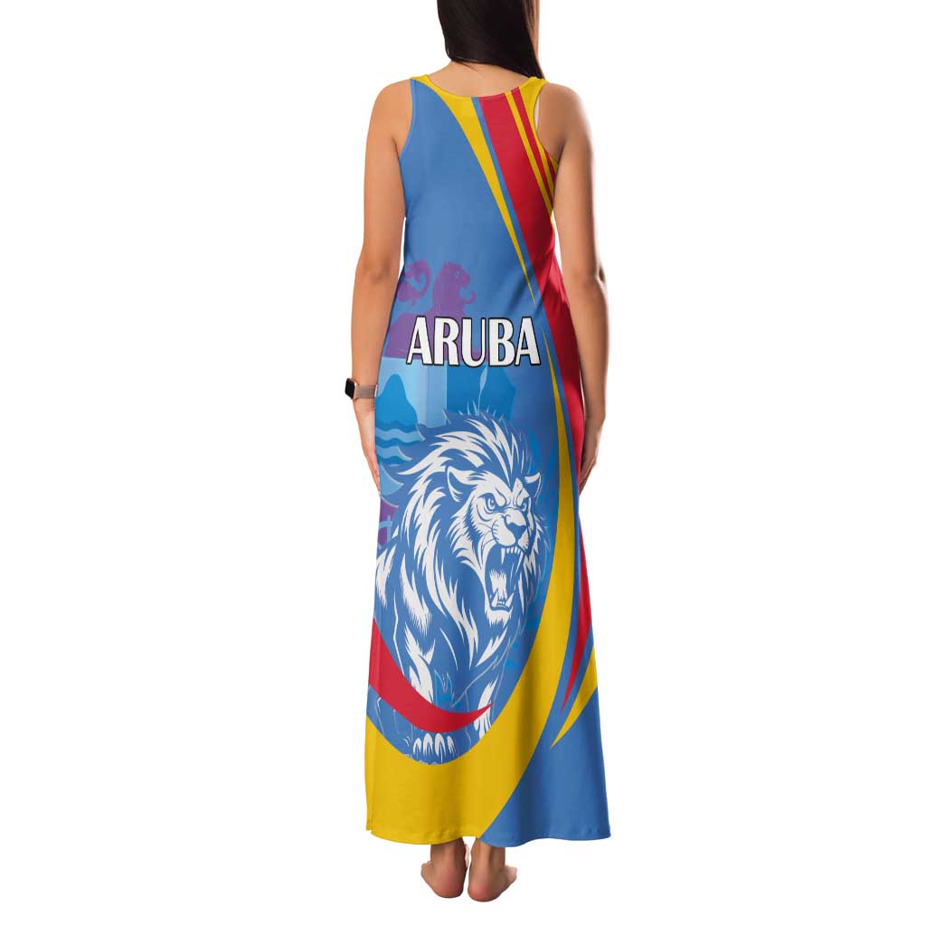 Aruba Lion Roaring Tank Maxi Dress With Coat Of Arms - Wonder Print Shop