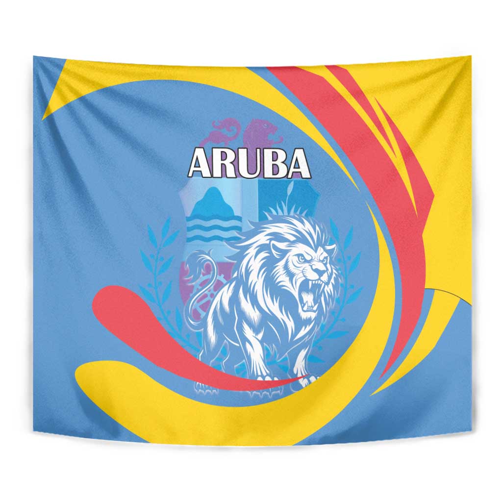 Aruba Lion Roaring Tapestry With Coat Of Arms - Wonder Print Shop