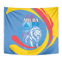 Aruba Lion Roaring Tapestry With Coat Of Arms - Wonder Print Shop