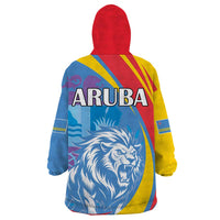 Aruba Lion Roaring Wearable Blanket Hoodie With Coat Of Arms - Wonder Print Shop