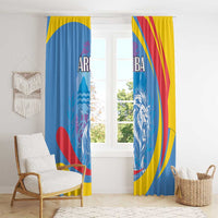 Aruba Lion Roaring Window Curtain With Coat Of Arms - Wonder Print Shop