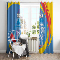 Aruba Lion Roaring Window Curtain With Coat Of Arms - Wonder Print Shop