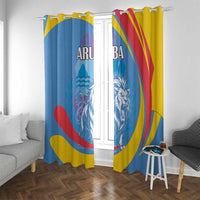 Aruba Lion Roaring Window Curtain With Coat Of Arms - Wonder Print Shop
