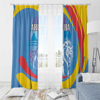 Aruba Lion Roaring Window Curtain With Coat Of Arms - Wonder Print Shop