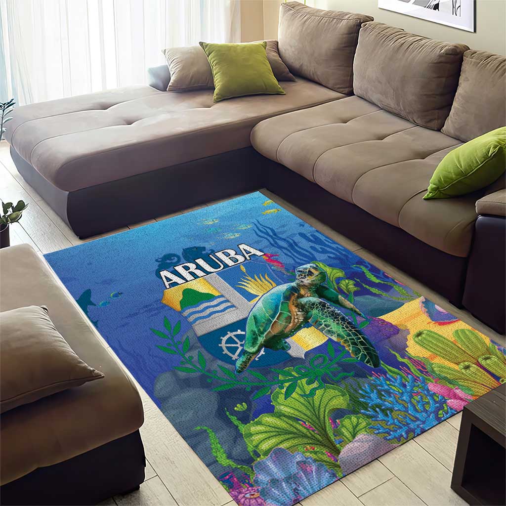 Aruba Sea Turtle Area Rug Underwater Landscape - Wonder Print Shop
