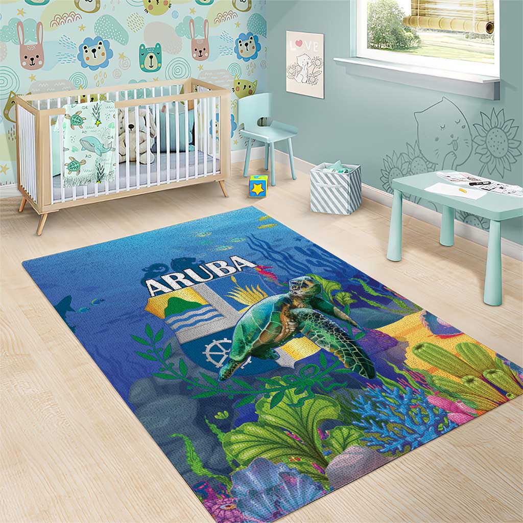 Aruba Sea Turtle Area Rug Underwater Landscape - Wonder Print Shop