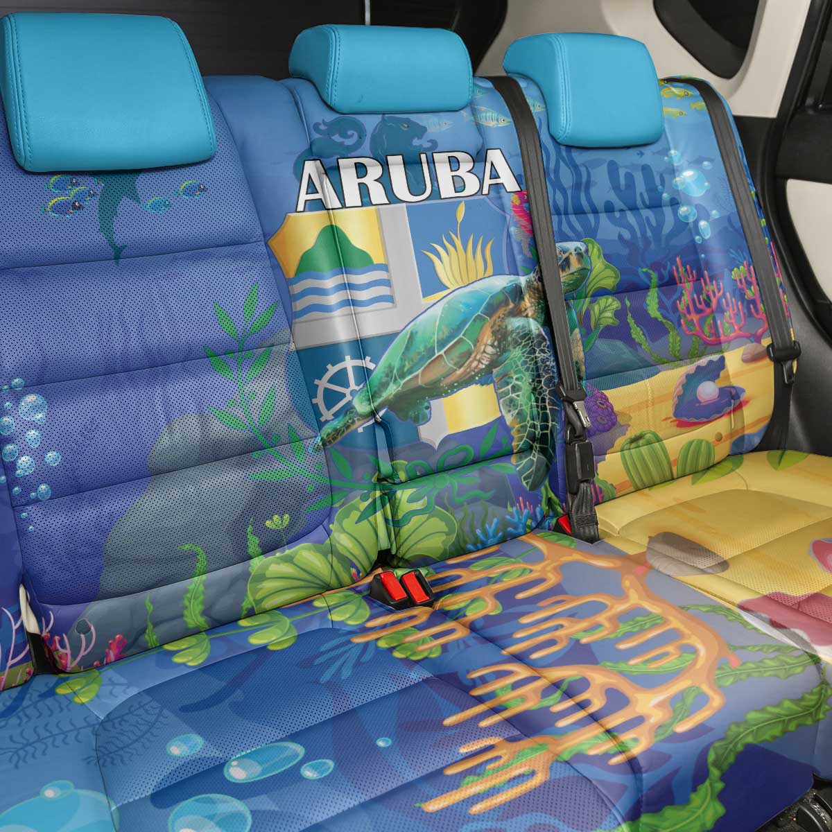 Aruba Sea Turtle Back Car Seat Cover Underwater Landscape - Wonder Print Shop