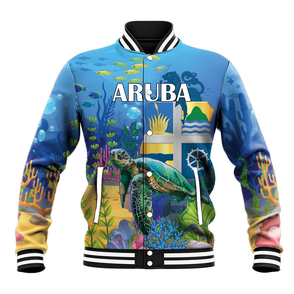 Aruba Sea Turtle Baseball Jacket Underwater Landscape - Wonder Print Shop