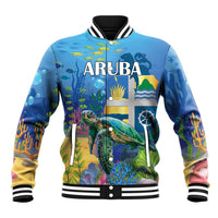 Aruba Sea Turtle Baseball Jacket Underwater Landscape - Wonder Print Shop