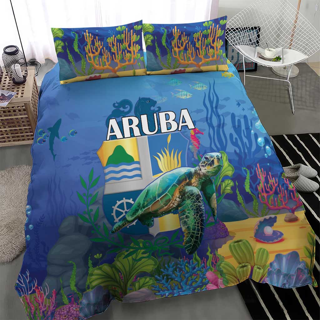 Aruba Sea Turtle Bedding Set Underwater Landscape - Wonder Print Shop