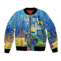 Aruba Sea Turtle Bomber Jacket Underwater Landscape - Wonder Print Shop