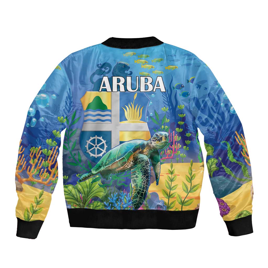 Aruba Sea Turtle Bomber Jacket Underwater Landscape - Wonder Print Shop