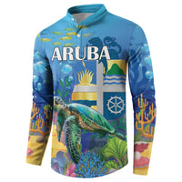 Aruba Sea Turtle Button Sweatshirt Underwater Landscape - Wonder Print Shop