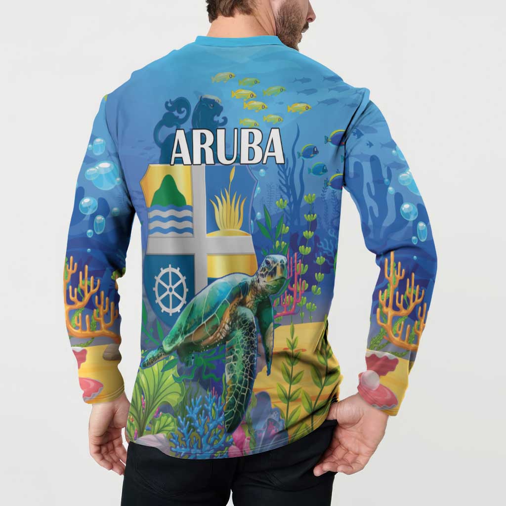 Aruba Sea Turtle Button Sweatshirt Underwater Landscape - Wonder Print Shop
